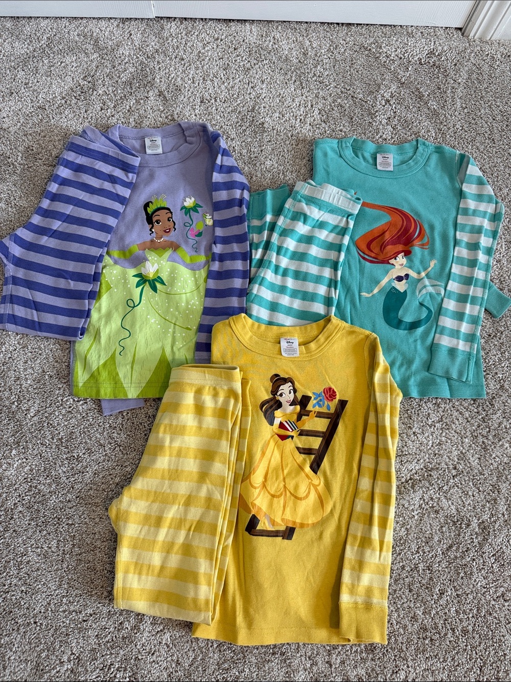 Disney Girls' Princess Pajama Set - Yellow, Purple, Teal